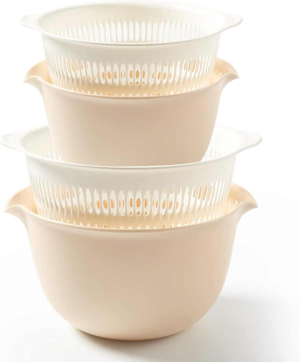 2 in 1 Kitchen Colander Set with Bowl Strainer (2 Sets 3 Qt).BPA Free Plastic Fruits and Vegetable Washing Basket.Dishwasher Friendly Double Layered Drain Basin.for Pasta Salad Berry Cleaning Mixing