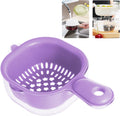 Small Fruit Colander.Fruit Rinser Strainer Container Dual-Layer Vegetable Cutting And Draining Basket.Watermelon Bowl With Strainer For Mini Berry And Tomato Grape Washer (Purple)