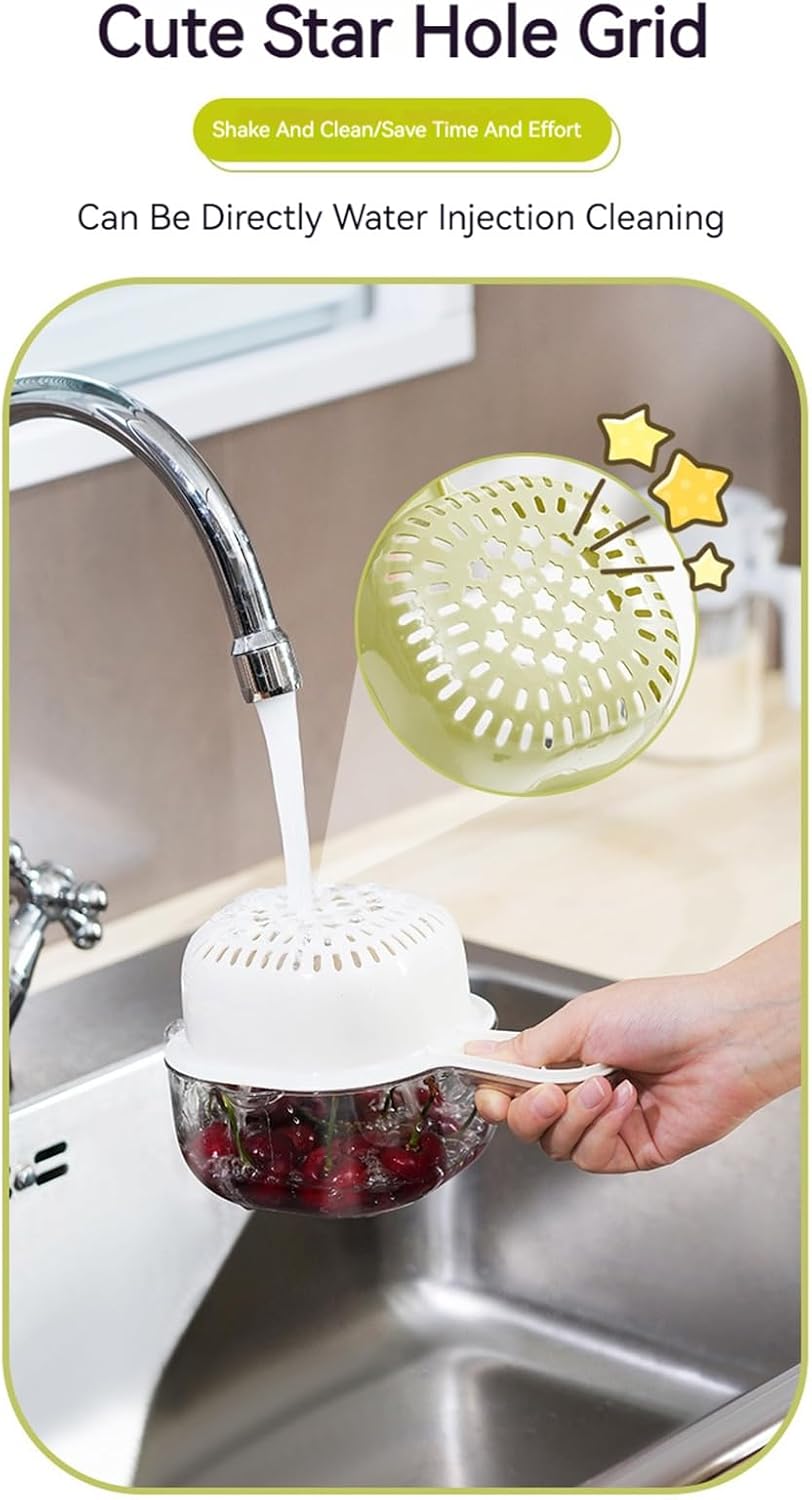 Small Fruit Colander.Fruit Rinser Strainer Container Dual-Layer Vegetable Cutting And Draining Basket.Watermelon Bowl With Strainer For Mini Berry And Tomato Grape Washer (Purple)