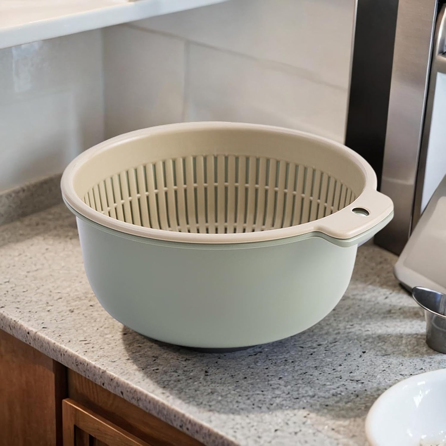 Food Strainer. Vegetable Washing Drainage Basket. Multifunctional Mixing Thicken Material Sturdy Fruit Cleaning Basin for Pasta Salads Noodles. Large Green